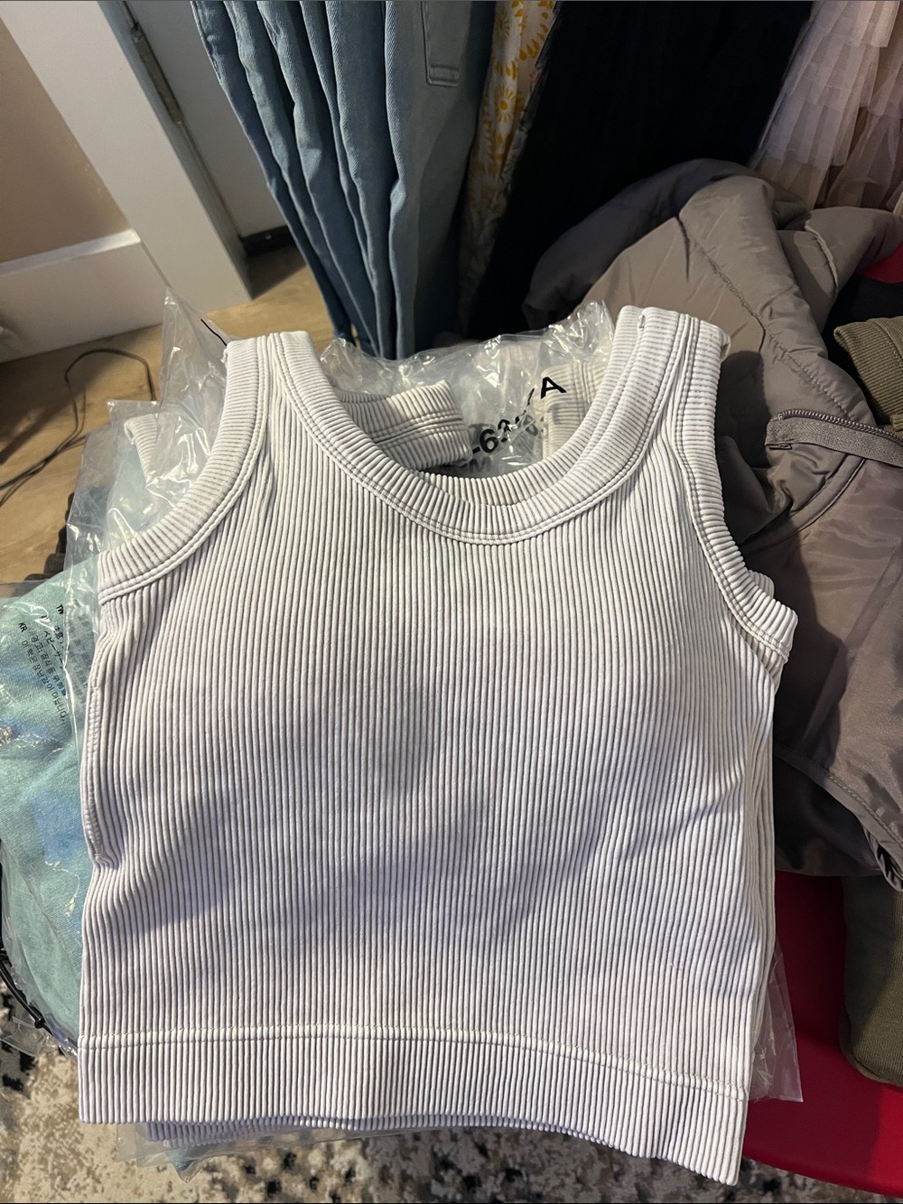 Zenana Outfitters White Ribbed Brami Tank Sports Bra